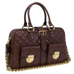 Marc Jacobs Burgundy Quilted Leather Venetia Satchel For Women -Marc Jacobs shop luxury women marc jacobs used handbags p60454 0003