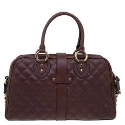 Marc Jacobs Burgundy Quilted Leather Venetia Satchel For Women -Marc Jacobs shop luxury women marc jacobs used handbags p60454 0004