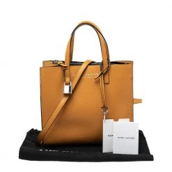 Marc Jacobs Mustard Leather Mini Grind Tote For Women -Marc Jacobs shop luxury women marc jacobs used handbags p611375 005