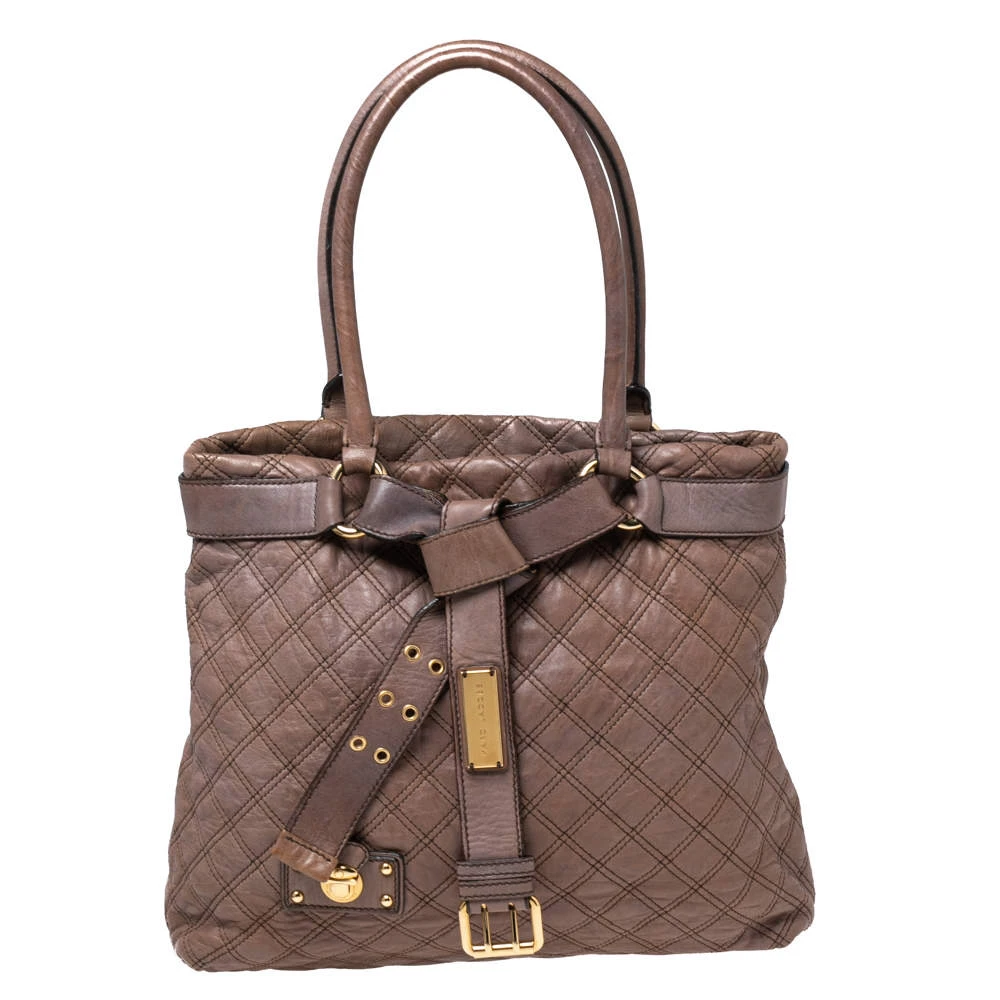 Marc Jacobs Brown Quilted Leather Casey Tote For Women 1 Marc Jacobs Brown Quilted Leather Casey Tote For Women