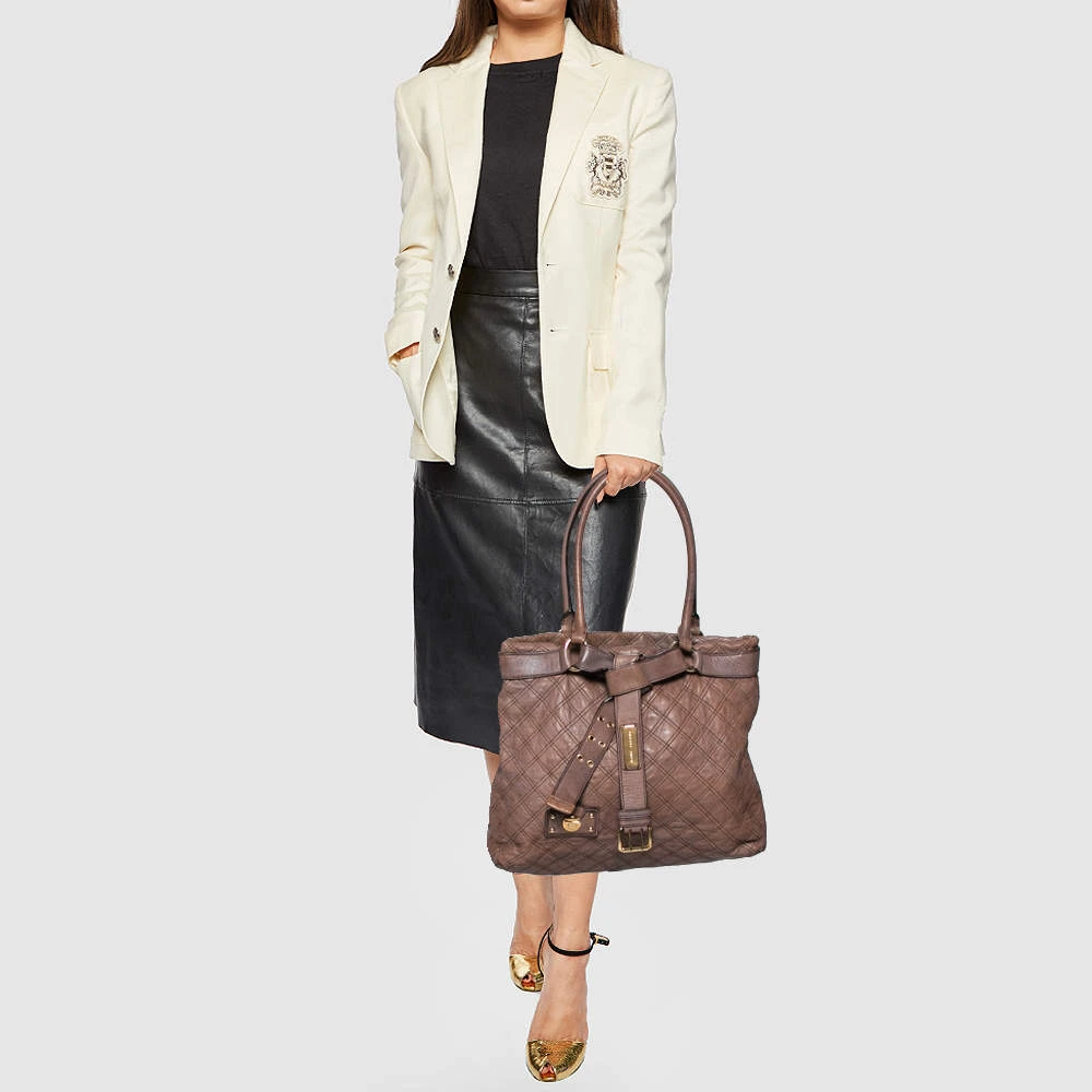 Marc Jacobs Brown Quilted Leather Casey Tote For Women 2 Marc Jacobs Brown Quilted Leather Casey Tote For Women - Image 2