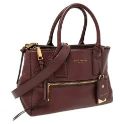 Marc Jacobs Burgundy Leather Top Zip Tote For Women -Marc Jacobs shop luxury women marc jacobs used handbags p618826 005