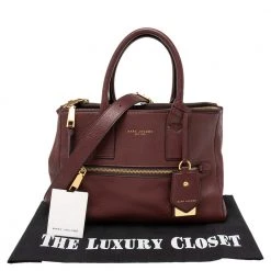 Marc Jacobs Burgundy Leather Top Zip Tote For Women -Marc Jacobs shop luxury women marc jacobs used handbags p618826 009