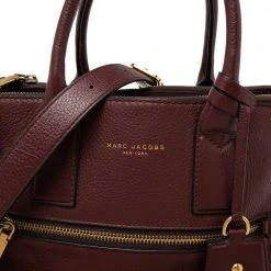 Marc Jacobs Burgundy Leather Top Zip Tote For Women -Marc Jacobs shop luxury women marc jacobs used handbags p618826 011