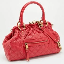 Marc Jacobs Red Quilted Leather Stam Satchel For Women -Marc Jacobs shop luxury women marc jacobs used handbags p619470 1650518651 004