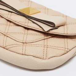Marc Jacobs Beige Quilted Leather Bow Clutch For Women -Marc Jacobs shop luxury women marc jacobs used handbags p623033 005