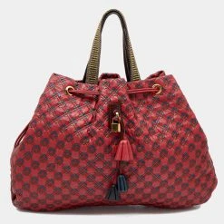 Marc Jacobs Red/Brown Leather Memphis Drawstring Tote For Women