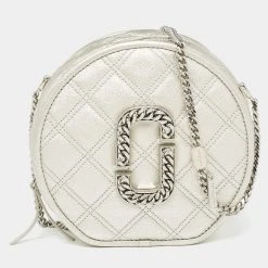 Marc Jacobs Silver Quilted Leather Christy Chain Shoulder Bag For Women