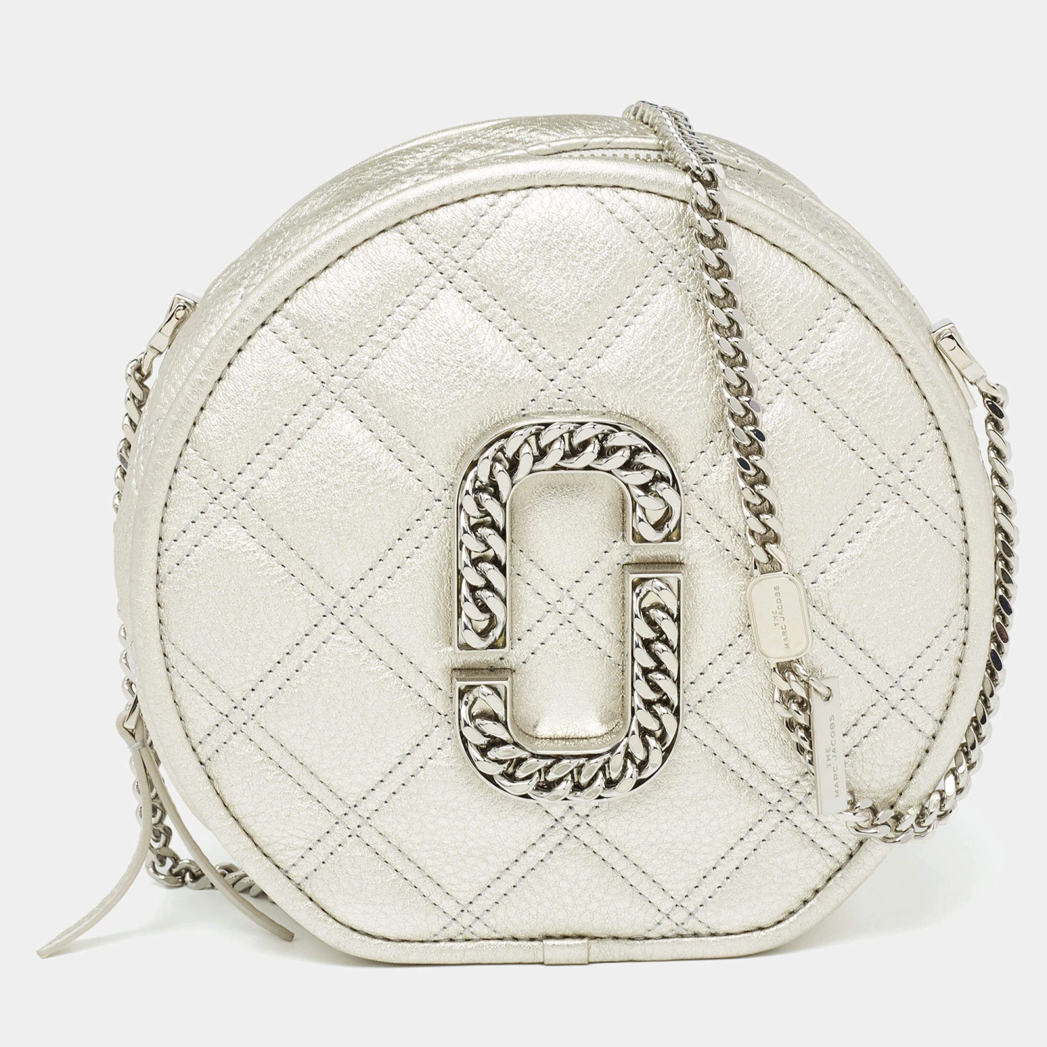 Marc Jacobs Silver Quilted Leather Christy Chain Shoulder Bag For Women 1 Marc Jacobs Silver Quilted Leather Christy Chain Shoulder Bag For Women
