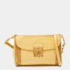Marc Jacobs Yellow Croc Embossed Leather And Suede Shoulder Bag For Women