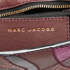 Marc Jacobs Burgundy Leather And Snakeskin Embossed Leather J Patchwork Shoulder Bag For Women -Marc Jacobs shop luxury women marc jacobs used handbags p634287 002