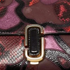 Marc Jacobs Burgundy Leather And Snakeskin Embossed Leather J Patchwork Shoulder Bag For Women -Marc Jacobs shop luxury women marc jacobs used handbags p634287 005