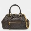 Marc Jacobs Dark Choco Brown Quilted Leather Stam Satchel For Women