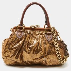 Marc Jacobs Copper Suede And Sequins Stam Satchel For Women