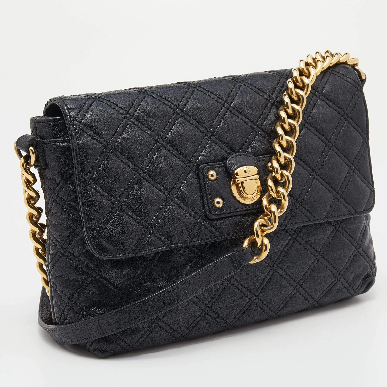 Marc Jacobs Black Quilted Leather Flap Chain Shoulder Bag For Women 3 Marc Jacobs Black Quilted Leather Flap Chain Shoulder Bag For Women - Image 3