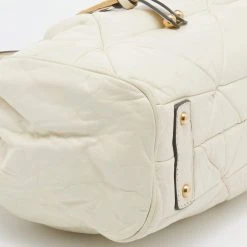 Marc Jacobs Cream Quilted Leather Stam Satchel For Women -Marc Jacobs shop luxury women marc jacobs used handbags p654361 009
