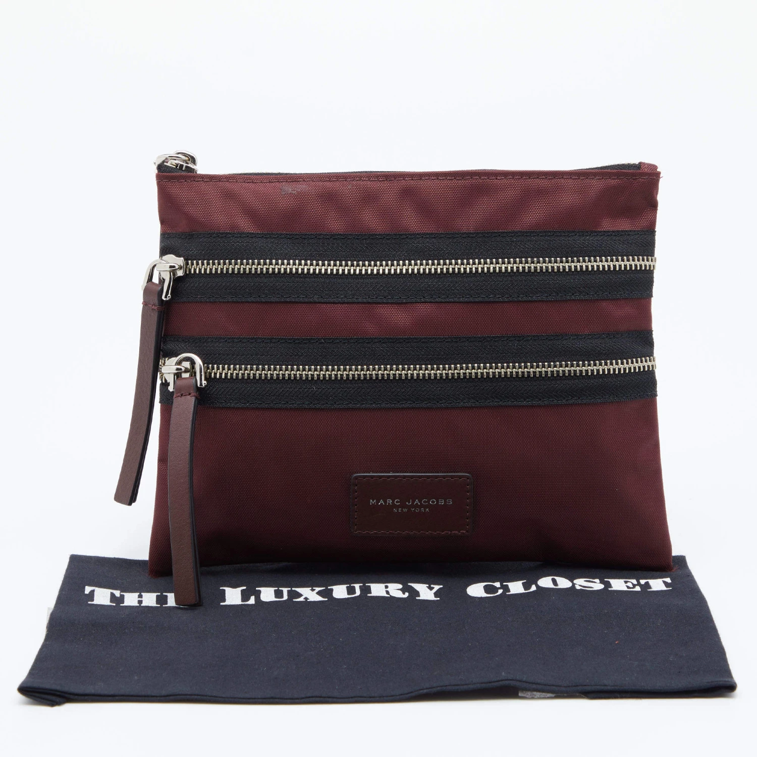 Marc Jacobs Burgundy Nylon And Leather Top Zip Clutch For Women 9 Marc Jacobs Burgundy Nylon And Leather Top Zip Clutch For Women - Image 9
