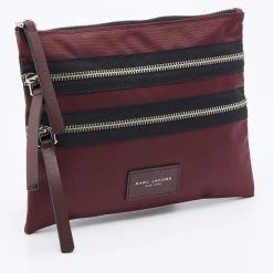Marc Jacobs Burgundy Nylon And Leather Top Zip Clutch For Women 13 Marc Jacobs Burgundy Nylon And Leather Top Zip Clutch For Women -Marc Jacobs shop luxury women marc jacobs used handbags p658471 006