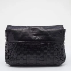 Marc Jacobs Black Woven Leather Hutton Clutch For Women -Marc Jacobs shop luxury women marc jacobs used handbags p661213 006