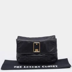 Marc Jacobs Black Woven Leather Hutton Clutch For Women -Marc Jacobs shop luxury women marc jacobs used handbags p661213 1656409812 012