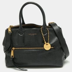 Marc Jacobs Black Leather Recruit East West Tote For Women