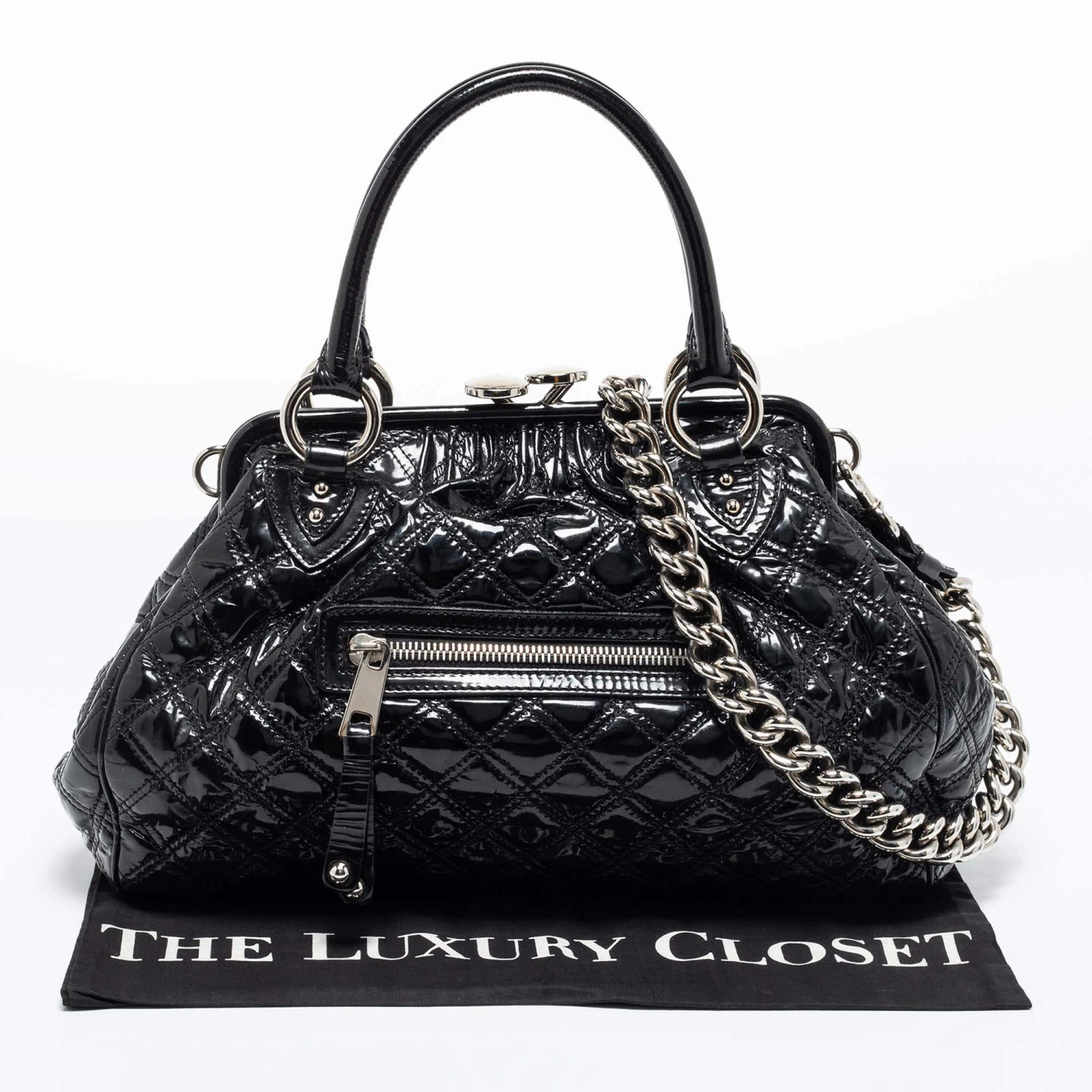 Marc Jacobs Black Quilted Patent Leather Stam Satchel For Women 11 Marc Jacobs Black Quilted Patent Leather Stam Satchel For Women - Image 11