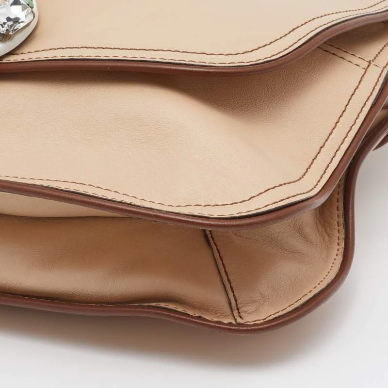 Marc Jacobs Beige Leather Crystal Embellished Flap Top Handle Bag For Women 10 Marc Jacobs Beige Leather Crystal Embellished Flap Top Handle Bag For Women - Image 10