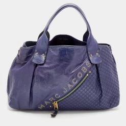 Marc Jacobs Purple Leather Eyelet Tote For Women