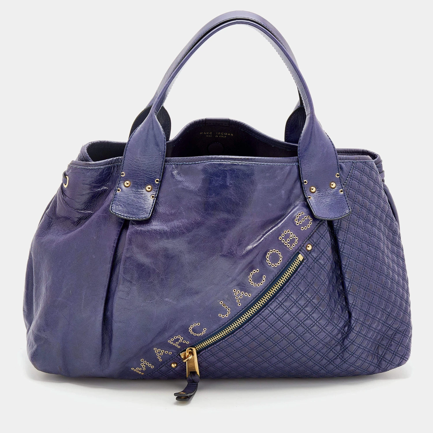 Marc Jacobs Purple Leather Eyelet Tote For Women 1 Marc Jacobs Purple Leather Eyelet Tote For Women