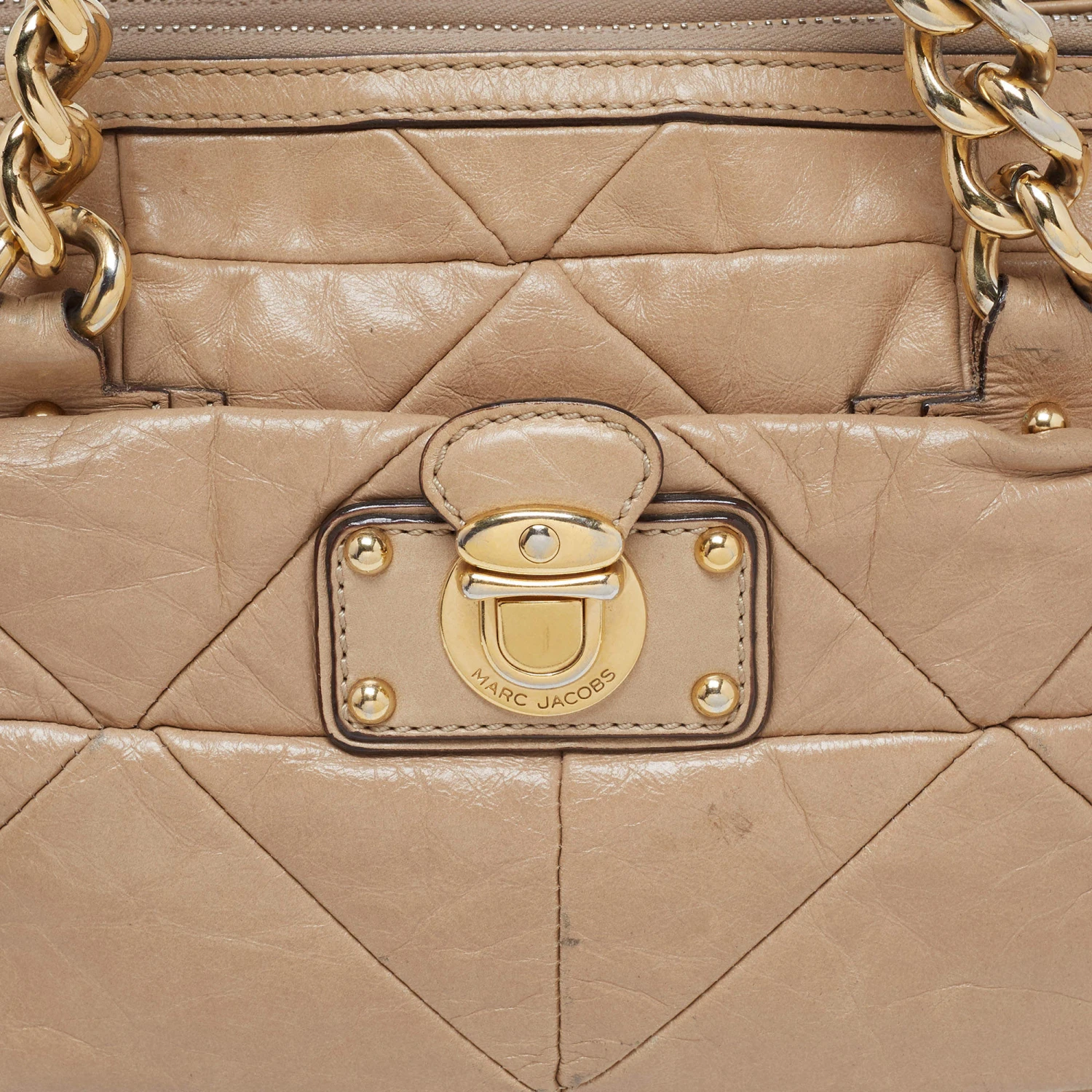 Marc Jacobs Beige Leather Patchwork Ines Satchel For Women 5 Marc Jacobs Beige Leather Patchwork Ines Satchel For Women - Image 5