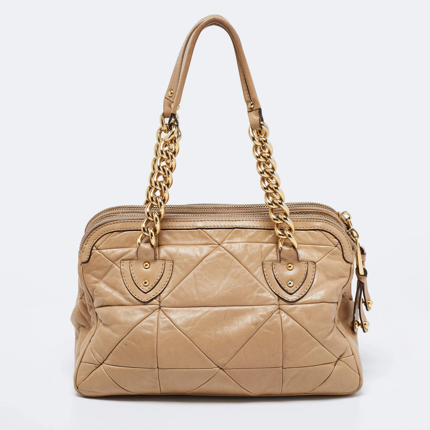 Marc Jacobs Beige Leather Patchwork Ines Satchel For Women 4 Marc Jacobs Beige Leather Patchwork Ines Satchel For Women - Image 4