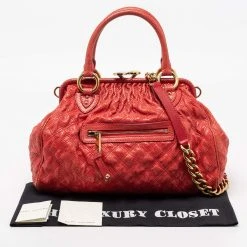 Marc Jacobs Red Snake Skin Embossed Leather Stam Satchel For Women -Marc Jacobs shop luxury women marc jacobs used handbags p685130 006