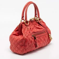 Marc Jacobs Red Snake Skin Embossed Leather Stam Satchel For Women -Marc Jacobs shop luxury women marc jacobs used handbags p685130 009