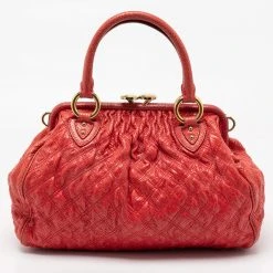 Marc Jacobs Red Snake Skin Embossed Leather Stam Satchel For Women -Marc Jacobs shop luxury women marc jacobs used handbags p685130 010
