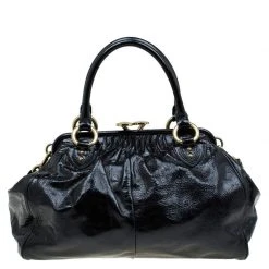 Marc Jacobs Black Patent Leather Stam Satchel For Women -Marc Jacobs shop luxury women marc jacobs used handbags p79553 0004