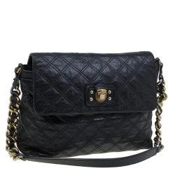 Marc Jacobs Black Quilted Leather The XL Shoulder Bag For Women -Marc Jacobs shop luxury women marc jacobs used handbags p82580 003