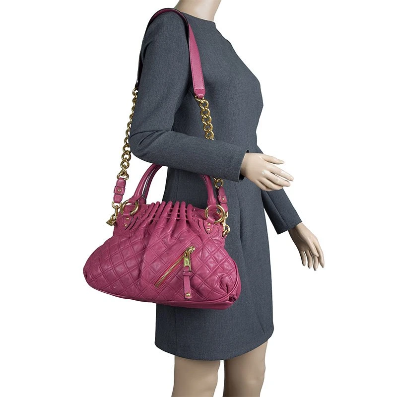 Marc Jacobs Burgundy Quilted Leather Cecilia Satchel For Women 2 Marc Jacobs Burgundy Quilted Leather Cecilia Satchel For Women - Image 2