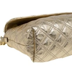 Marc Jacobs Gold Quilted Leather Large Bow Shoulder Bag For Women -Marc Jacobs shop luxury women marc jacobs used handbags p83145 008