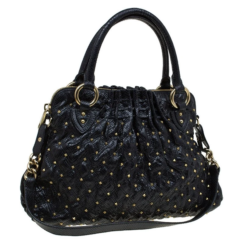 Marc Jacobs Black Embossed Snakeskin Studded Cecilia Satchel For Women 3 Marc Jacobs Black Embossed Snakeskin Studded Cecilia Satchel For Women - Image 3