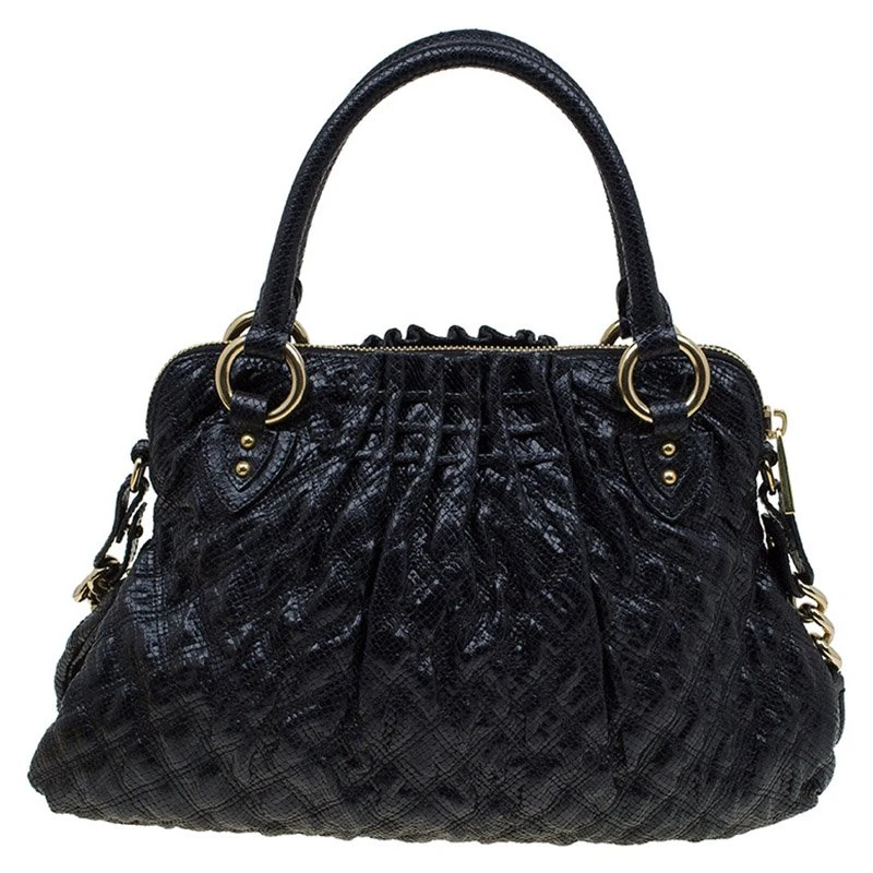 Marc Jacobs Black Embossed Snakeskin Studded Cecilia Satchel For Women 4 Marc Jacobs Black Embossed Snakeskin Studded Cecilia Satchel For Women - Image 4