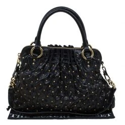 Marc Jacobs Black Embossed Snakeskin Studded Cecilia Satchel For Women 19 Marc Jacobs Black Embossed Snakeskin Studded Cecilia Satchel For Women -Marc Jacobs shop luxury women marc jacobs used handbags p86745 009
