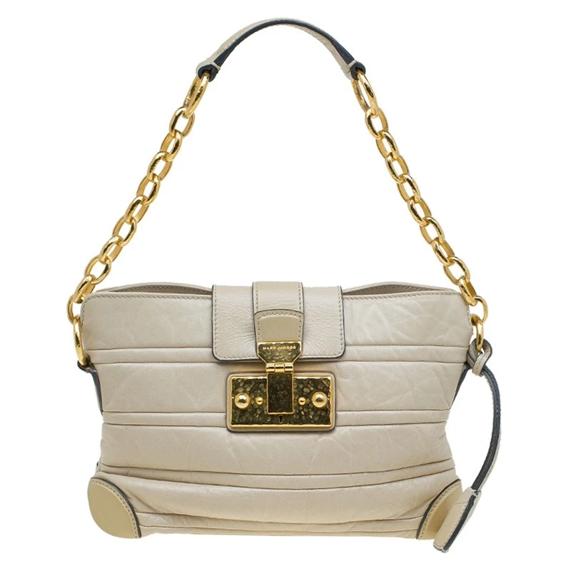 Marc Jacobs Beige Leather Mariah Shoulder Bag For Women 1 Marc Jacobs Beige Leather Mariah Shoulder Bag For Women