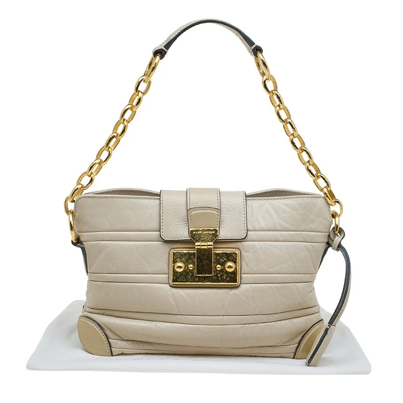 Marc Jacobs Beige Leather Mariah Shoulder Bag For Women 8 Marc Jacobs Beige Leather Mariah Shoulder Bag For Women - Image 8