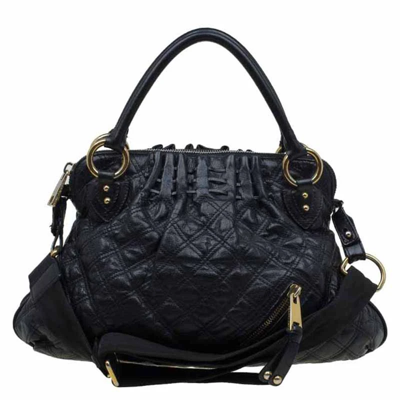 Marc Jacobs Black Quilted Leather Cecilia Satchel For Women 1 Marc Jacobs Black Quilted Leather Cecilia Satchel For Women
