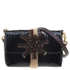Marc Jacobs Dark Green Patent Leather Embellished Crossbody Bag For Women