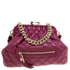 Marc Jacobs Burgundy Leather Mini Stam Shoulder Bag For Women