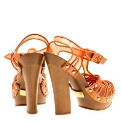 Marc Jacobs Orange PVC And Leather T-Strap Clog Sandals Size 35 For Women 12 Marc Jacobs Orange PVC And Leather T-Strap Clog Sandals Size 35 For Women -Marc Jacobs shop luxury women marc jacobs used shoes p171008 002