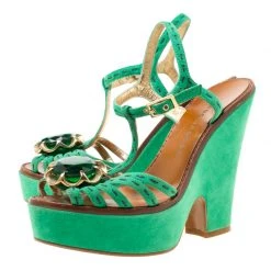 Marc Jacobs Green Suede Crystal Flower Embellished Ankle Strap Platform Sandals Size 36 For Women 11 Marc Jacobs Green Suede Crystal Flower Embellished Ankle Strap Platform Sandals Size 36 For Women -Marc Jacobs shop luxury women marc jacobs used shoes p174390 007