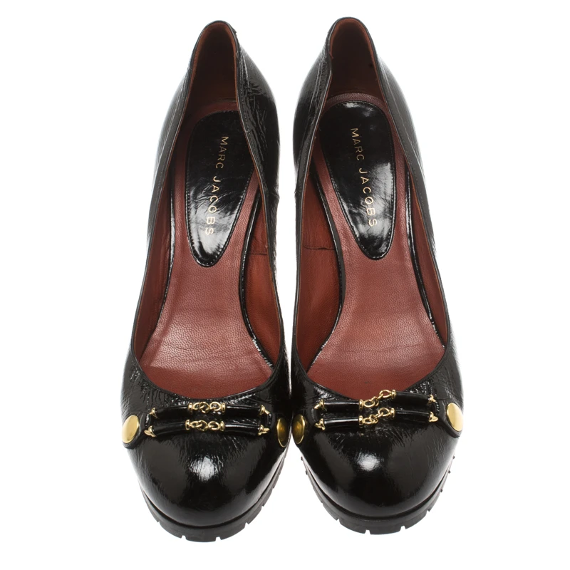 Marc Jacobs Black Patent Leather Block Heel Pumps Size 39.5 For Women 3 Marc Jacobs Black Patent Leather Block Heel Pumps Size 39.5 For Women - Image 3