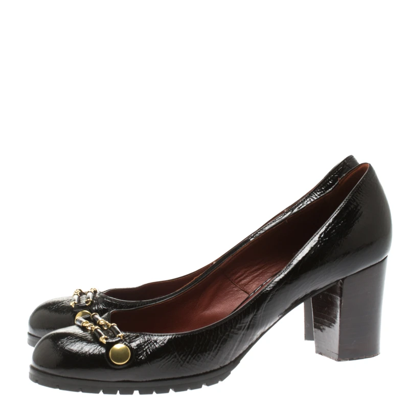 Marc Jacobs Black Patent Leather Block Heel Pumps Size 39.5 For Women 4 Marc Jacobs Black Patent Leather Block Heel Pumps Size 39.5 For Women - Image 4